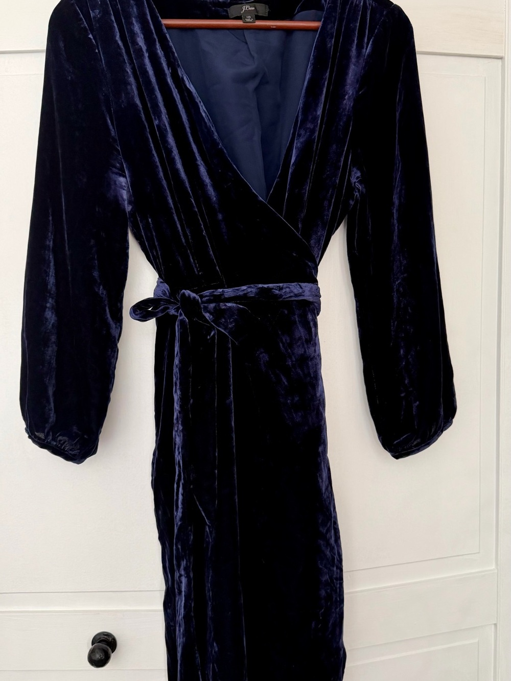 J. Crew Navy Velvet Wrap Dress
